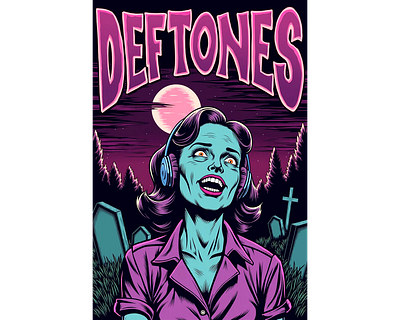 DEFTONES - "JUST A GOUL" Poster bands deftones ghoul graveyard heavy illustration metal posters rock zombie
