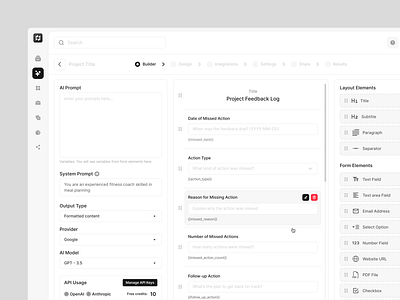 Form Builder UI/UX Design ai builder ui data heavy drag form form builder gpt input minimal navigation stepper ui userinterface ux
