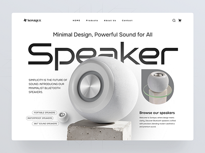 Sonique – Minimalist Bluetooth Speaker Web Design Concept 🔊✨ audio web design bluetooth speaker creative web developer creativeagency e commerce storefront landing page minimalist website modern hero section premium e commerce design product landing page professional website design responsive web design rompweb small business website web design webflow development website designer near me website redesign