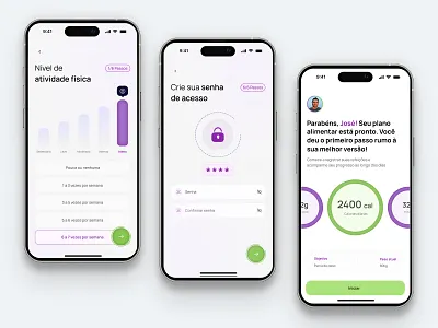 Register mobile app design fitness food mobile register track ui vector