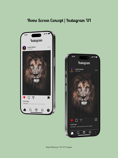 Instagram Home Screen UI – Light & Dark Mode app dark mode design figma homepage illustration instagram light mode ui mobile app design ui