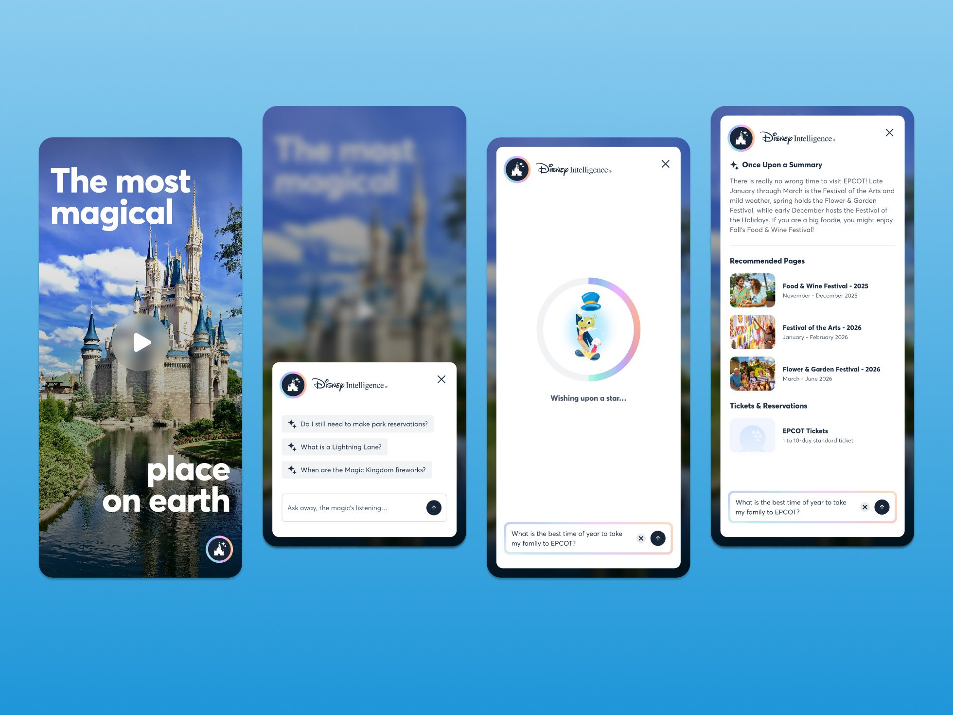 Disney AI Shopping Assistant ai app disney disney world disneyland ecommerce layout magic mobile product shopping shopping assistant ui ux web