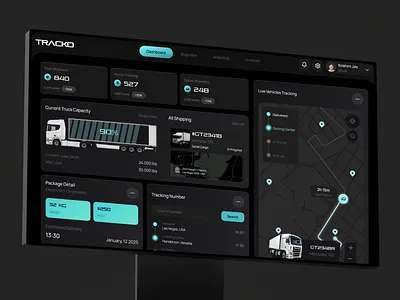 Tracko - Dashboard Monitoring Logistic dashboard design delivery delivery mobile app design load logistics logistics platform saas saas design saas platform design shipping tracking transportation ui uiux user experience user interface ux web app web application
