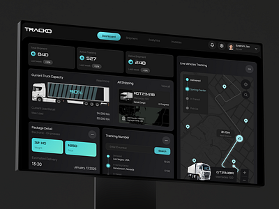 Tracko - Dashboard Monitoring Logistic dashboard design delivery delivery mobile app design load logistics logistics platform saas saas design saas platform design shipping tracking transportation ui uiux user experience user interface ux web app web application