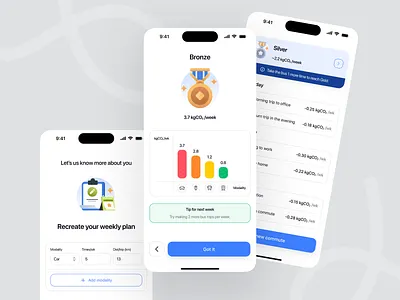 Low-Emission Habit Planner – Mobile App Concept app concept app design clean ui eco app eco friendly green mobality icon illustration low emission minimal design mobile app modern design navigation app route planer sustainable design transportation travel app ui design ux design