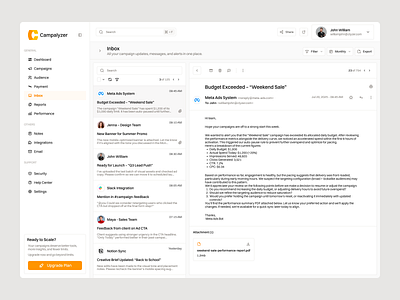 Marketing Dashboard - Inbox Page admin business chat chatting conversation crm dashboard inbox marketing marketing dashboard message messaging minimalist modern notification team collaboration text uidesign uxdesign website