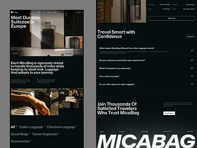 MicaBag - Suitcase E-Commerce Website e commerce e commerce website luggage luggage landing page luggage website online store shopping store store website suitcase suitcase store suitcase website ui ui design uiux ux web web design website website design