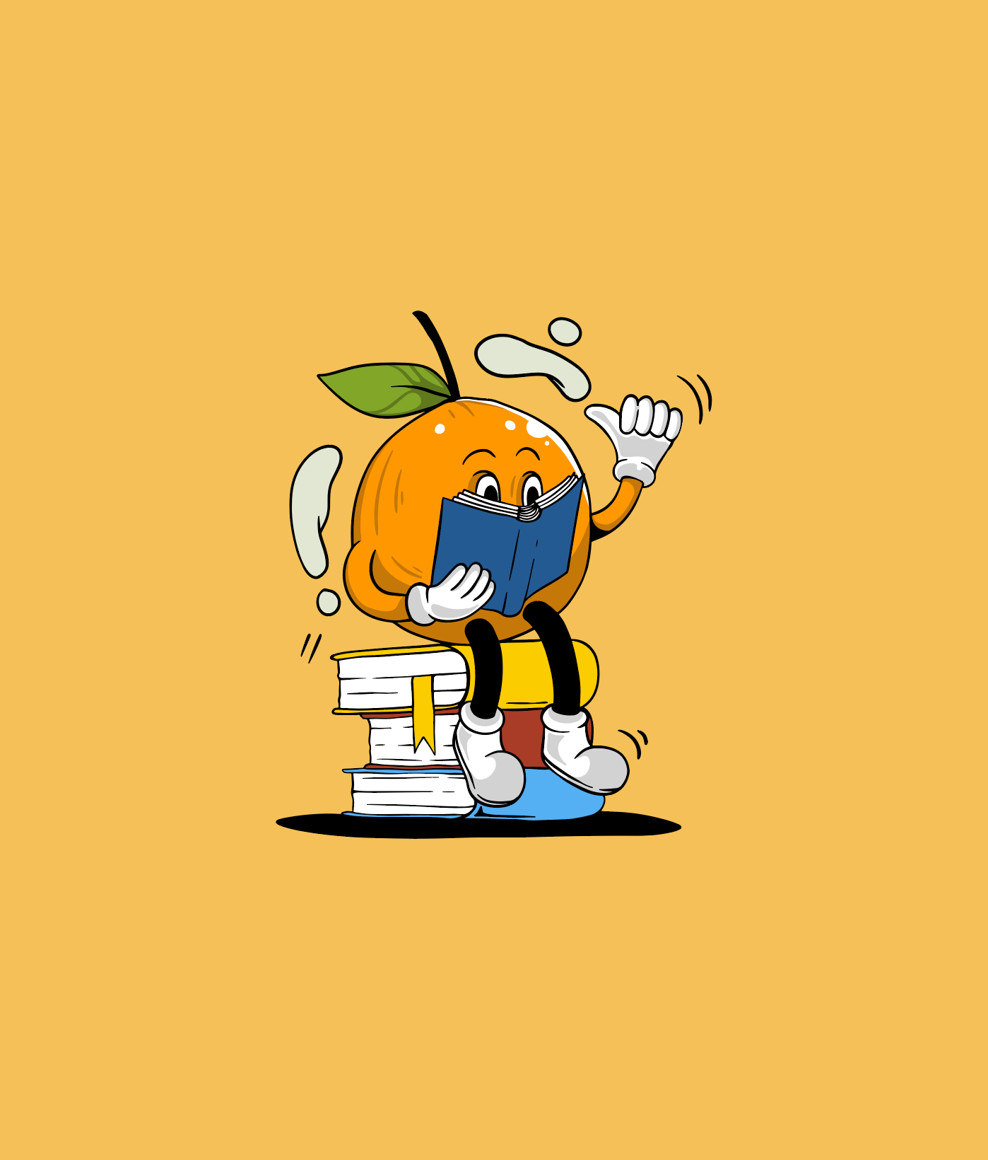 Orange Reader Illustration artwork character design character illustration fun character fun design illustration mascot design orange character orange illustration