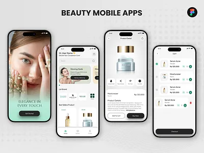 Beauty Mobile App – Elegance in Every Touch beauty apps branding e commerce e commerce mobile apps figma mobile apps skincare apps ui ui design