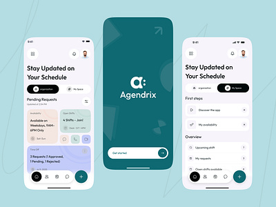 Agendrix: HR Mobile App for Scheduling app design attendance app design calendar app ui employee employer hr hr app hr app design hr management app ios management mobile app mobile design product design saas design saas hrm schedule time tracking app ui uiux design workplace app design