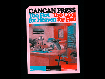Dolphin Office Vibes- Creative Poster Design blue colorful colorful design creative creative poster design dolphin funny graphic design magazine office vibes pink poster poster design print typography