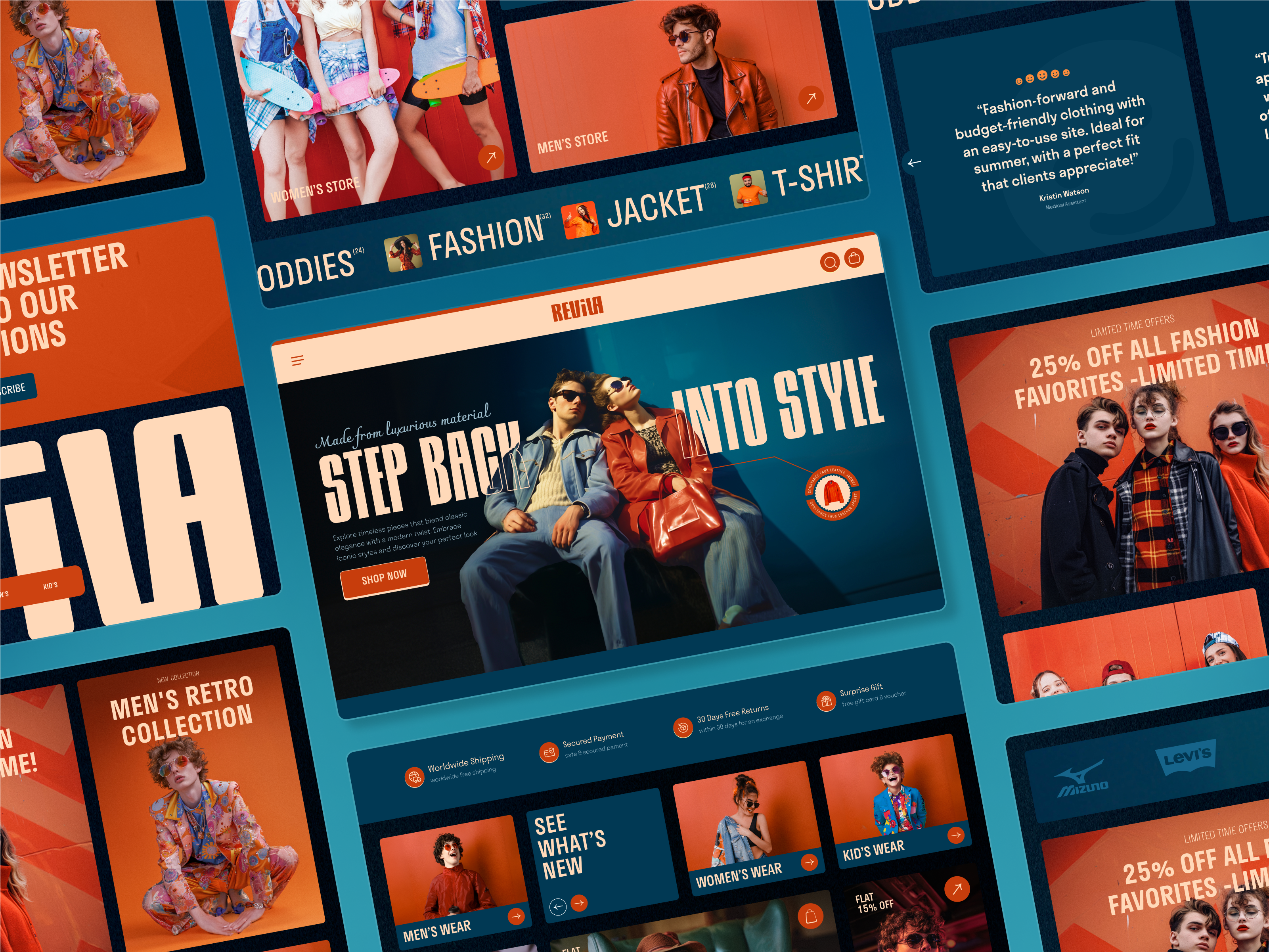 Reviva – Fashion eCommerce Website Design apparel website clothing brand website design ecommerce design ecommerce website fashion ecommerce fashion website design landing page modern ecommerce online store design retail website retro shopify website ui ui ux web design website website design woocommerce wordpress