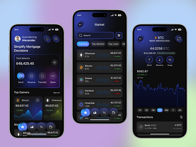Crypto App UI/UX Design app design blockchain btc crypto app crypto app design crypto currency crypto website dashboard defi app finance app finance app design fintech app minimal design mobile app mobile trading online banking product design saas trading app wallet app