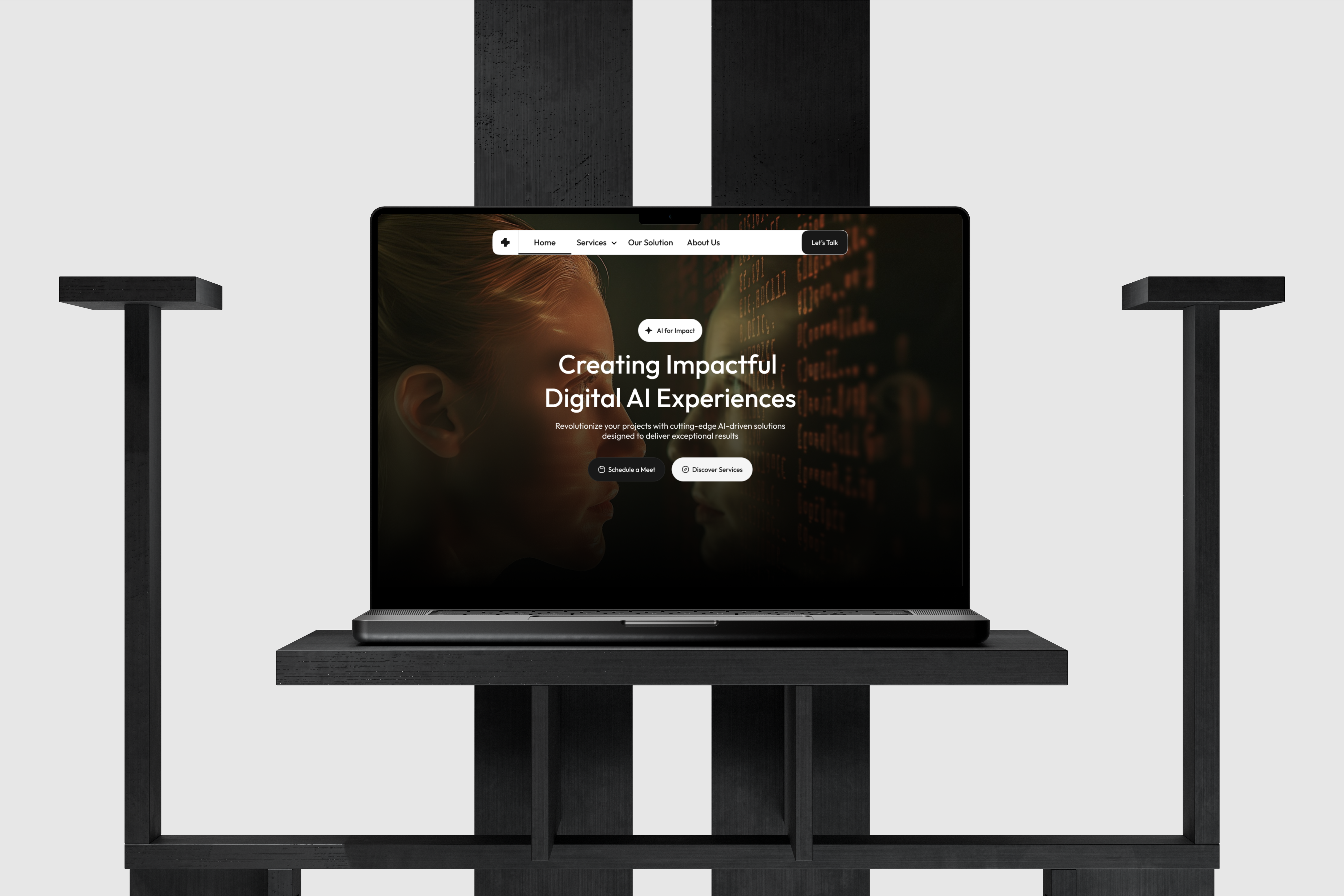 Pixel Bloom - AI Solutions Website Hero Design tech consulting hero mockup