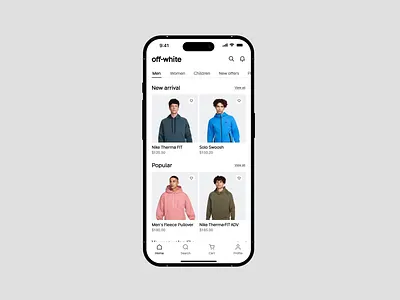 Off white - E-commerce App add to cart animation app design b2b categories detail page e commerce app concept e commerce ui kit ecom app design ecommerce app ecommerce design fashion fashion app fashion e commerce app mobile app design online shop product shopping shopping app wavespace