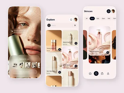 Beauty Product Mobile app app app design beauty app care app cosmetic app e commerce app e shop app facial app lifestyle makeup app mobile app product serum app skin care app skincare