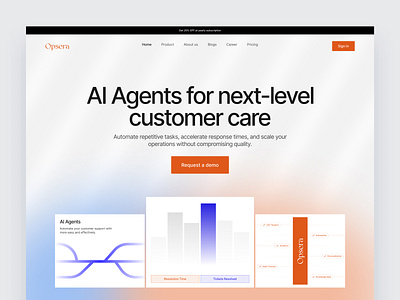 AI Agents customer care website design design interface product service startup ui ux web website