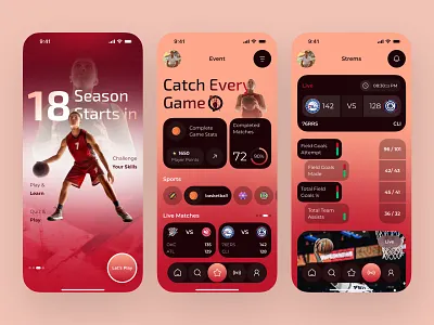 Sport App – Basketball App & Live Streaming app app design basketball basketball app live streaming app livescore livescores livesportsapp mobile mobile app real time scores soccer sport app sports sports app streaming app