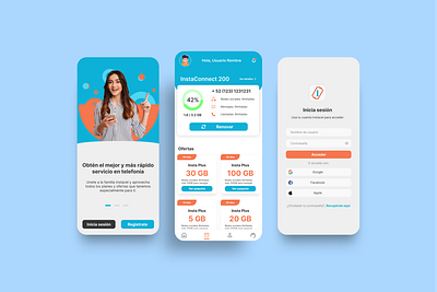 App de telefonía app login mobile mockup phone ui ux