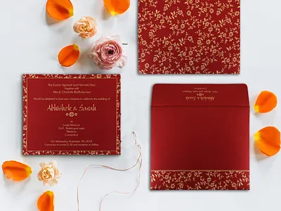 Wine Red Shimmery Screen-Printed Wedding Invitation wedding flower invitation