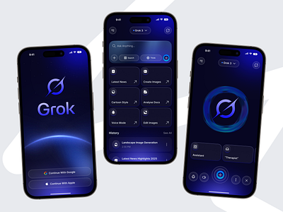 Grok - Ai Assistant Mobile app ai ai app ai app design ai assistant ai mobile app ai startup ai technology ai voice app design artificial intelligence chat gpt ios app design mobile app mobile app design mobile app ui ui ux