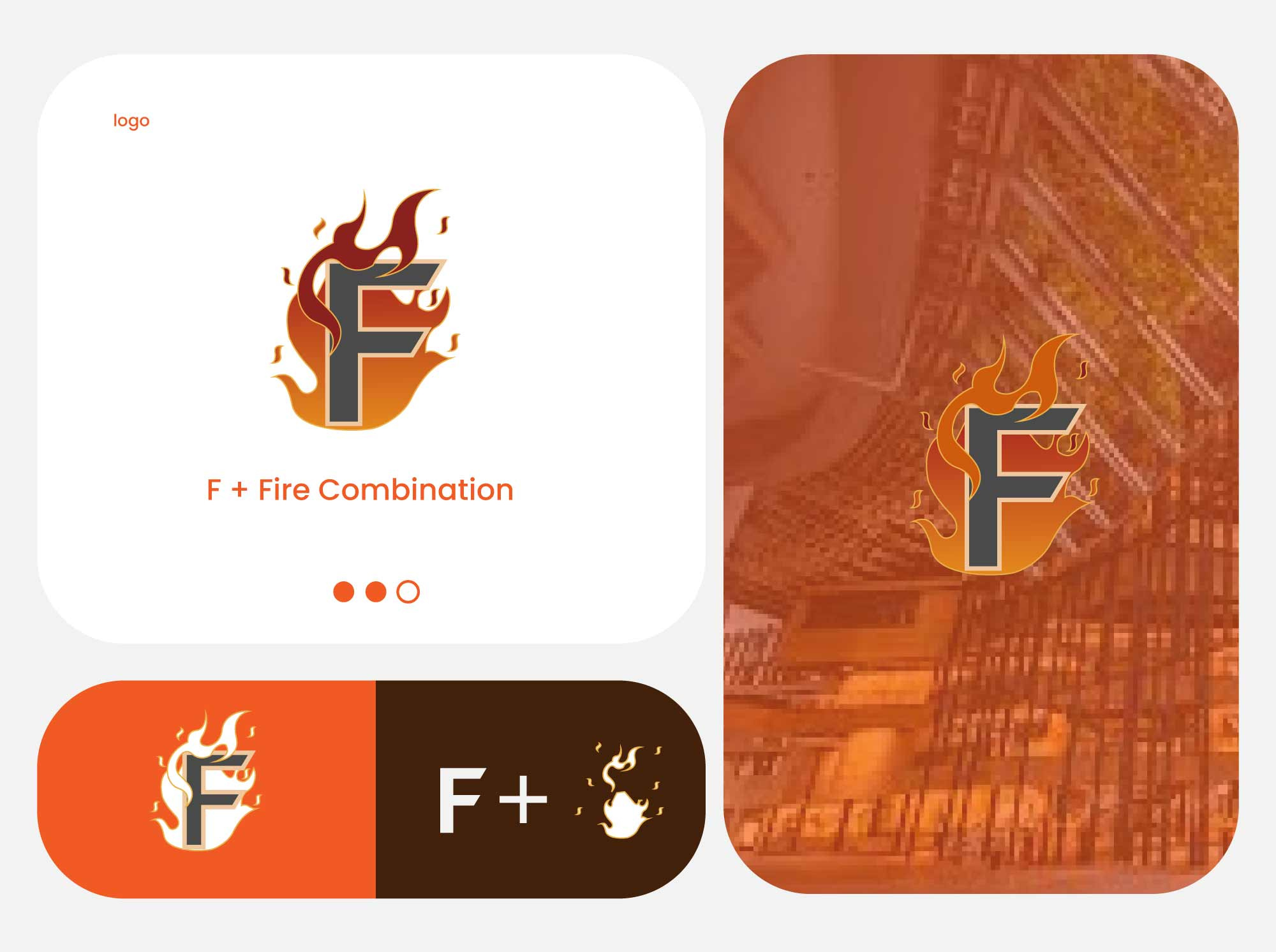 Letter f and fire combination logo design alphabet f fire icon identity logotype symbol