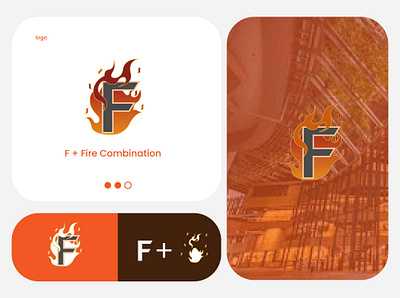 Letter f and fire combination logo design alphabet f fire icon identity logotype symbol