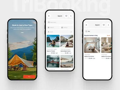 TriBooking - Hotel Booking App app design artxis booking app clean flight hotel hotel booking app minimal mobile mobile ui product design tourism travel travel agency travel app travel app design ui design vacation
