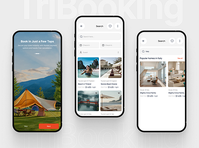 TriBooking - Hotel Booking App app design artxis booking app clean flight hotel hotel booking app minimal mobile mobile ui product design tourism travel travel agency travel app travel app design ui design vacation