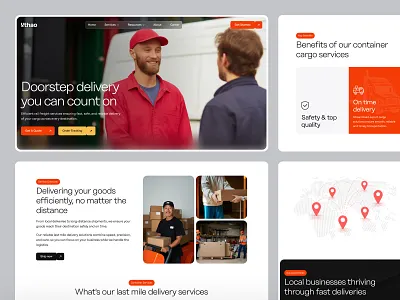 DoorStep Delivery Logistic Service Landing Page | Uthao UI/UX best uiux agency courier delivery delivery landing page delivery logistics landing page ecommerce logistics landing page logistics logistics website parcel service landing page shipment shipment tracking shipping service supply chain website top design agency ui uiux uiux agency web design