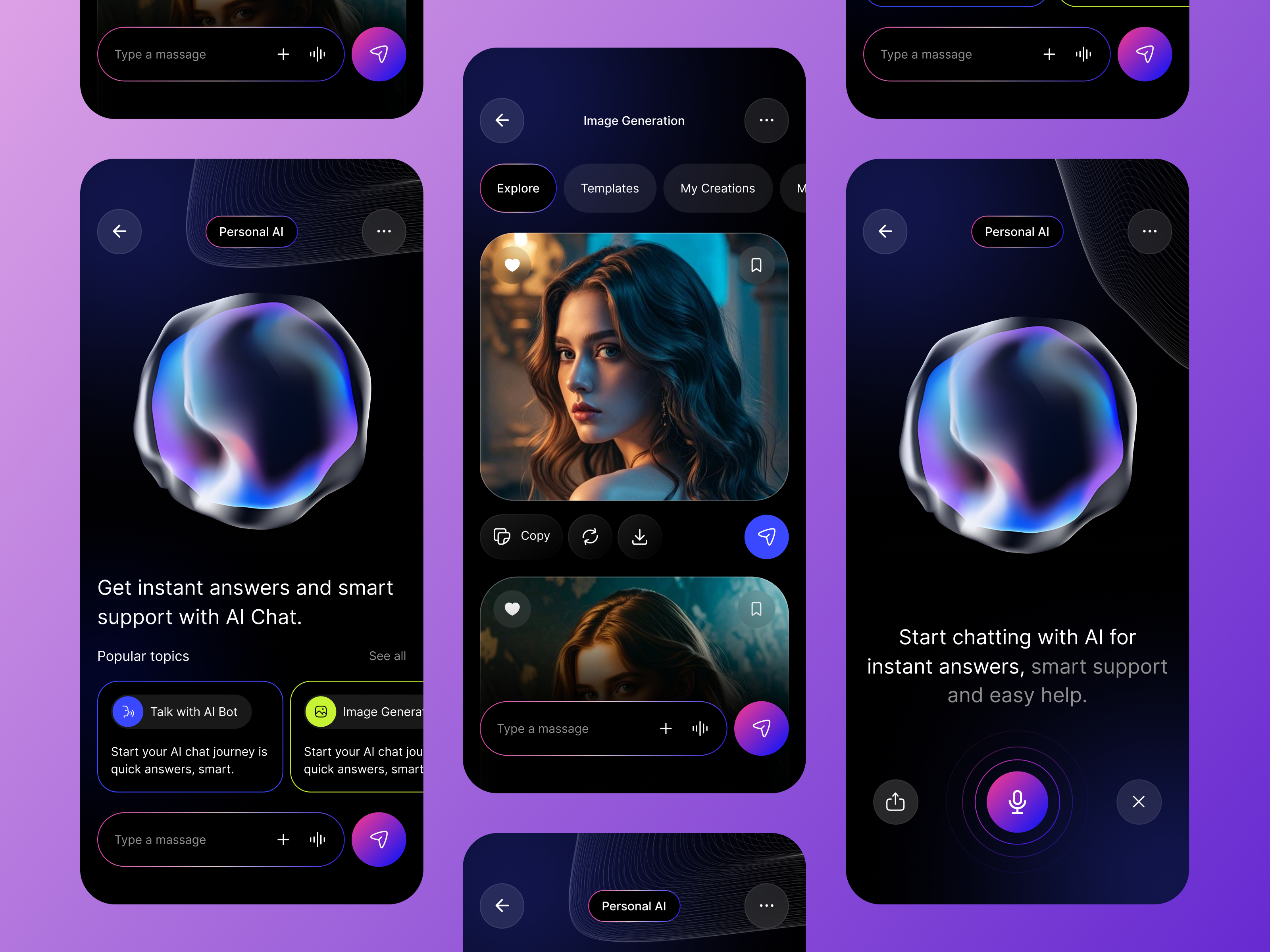 Example of Ai Chat Mobile App UI/UX