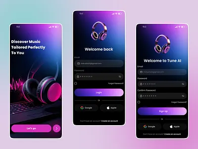 Music App Log In/Sign Up Page Mobile UI app app design dark ui interaction design login mobile mobile app mobile ui music music app music app design music app ui music application music player playlist sign up soundcloud spotify ui ux