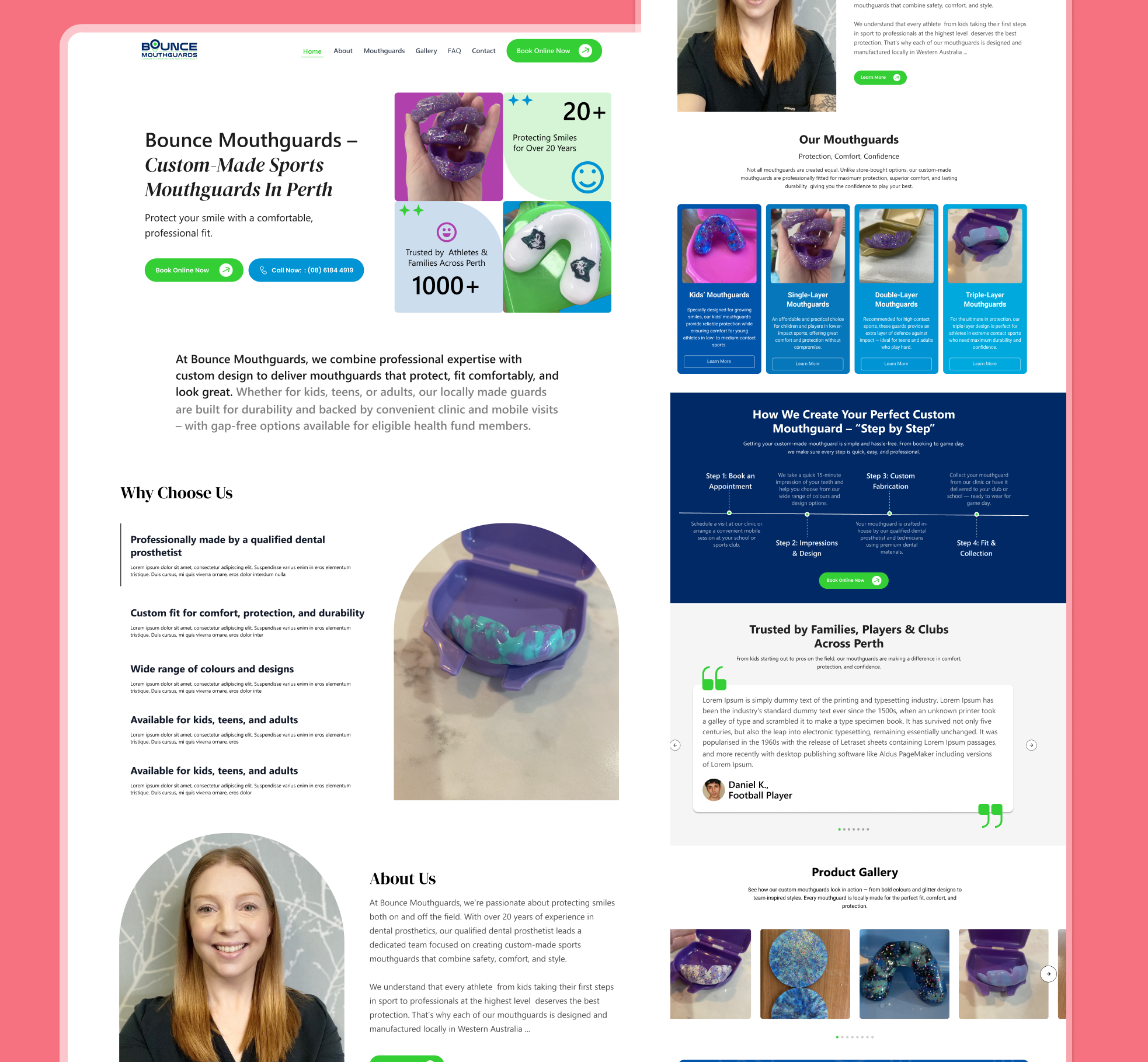 Custom sports mouthguards where dental care meets sport. moderndesign ui ux