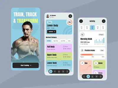 Fitness App Design app design app ui cleanui design fitness fitness app fitnessapp gym gym app health app health tracker modern ui ui ui design uiux workout workout app