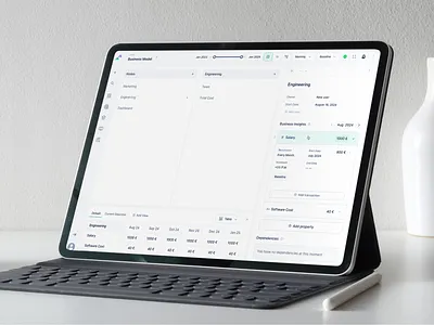 Business Model Flow business model complex flows control panel excel financial fintech gui interface kanban view layered models list view nodes saas scheduling subnodes tables tree flow web app