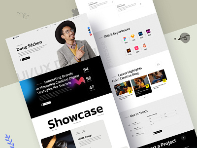 Personal Portfolio Website Landing Page branding call to action casestudy clean creative design footer graphic design header illustration inspiration landingpage logo minimal section showcase ui uiux website work