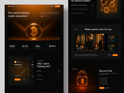 Cryptoasi – Crypto Ecosystem Landing Page Website asivest bitcoin coin crypto design ethereum finance financial fintech futuristic illustration invest investing modern premium solana trade trading ui ux