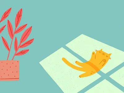 Patch of Sunlight cat character chilling home illustration interior plant procreate relax sun sunlight sunrise sunset texture warmth
