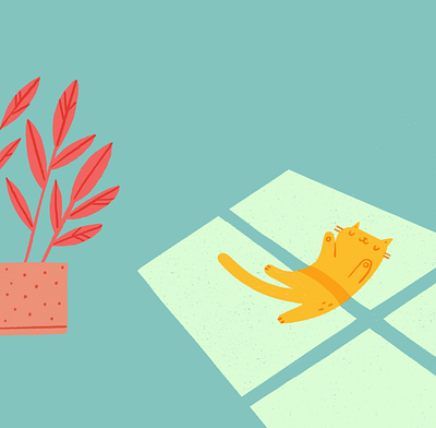 Patch of Sunlight cat character chilling home illustration interior plant procreate relax sun sunlight sunrise sunset texture warmth