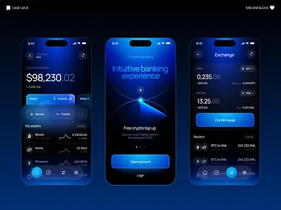 Crypto Banking App UI – Modern Mobile Wallet & Exchange Design animation mobile app app interface crypto app design crypto trading app crypto ui ux crypto wallet design dark mode app exchange app ui figma app design fintech ui minimal app ui mobile app design mobile banking app mobile finance app modern app ui product design ui design user experience design ux design wallet app ui