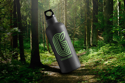 Green Water Bottle branding green illustration leaf logo mockup water bottle