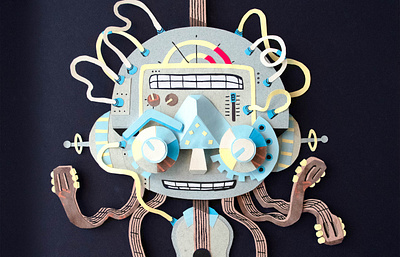 ENYP - El Hilo cd colorful cover cut duo electronic graphic design guitar illustration music paper paper cut paper sculpture papercraft robot