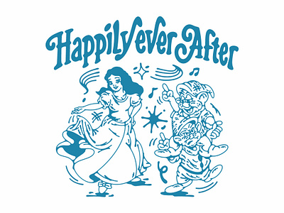 Happily Ever After badgedesign brand clothing clothing brand custom type design doodle graphic design graphic tees merchandise t shirt vintage design