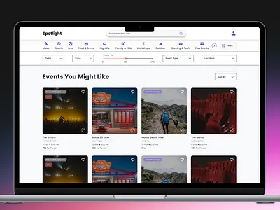 Spotlight Events creativedesign dailyui design designinspiration designsystem dribbble figma illustration minimaldesign ui