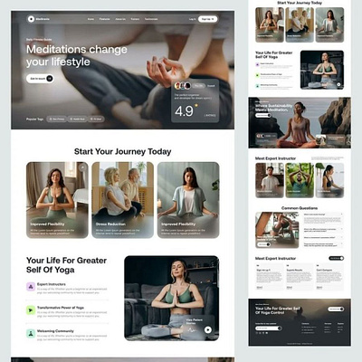 Meditation Service Landing Page Design branding design figma framer illustration landing page meditation mindfulness serenity tranquility ui uiux web design website design yoga