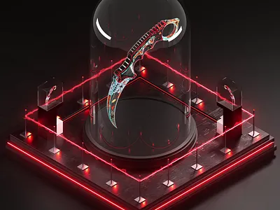 CS_GO Knife Skins in 3D Isometric Style. Loop Animation 3d after effects animation branding cinema4d counter cs csgo design illustration isometric knife loop motion design red skin strike ui