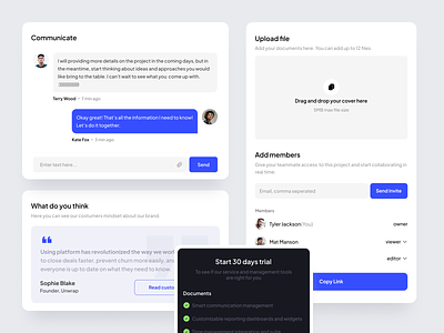 UI Component cards chat clean component feedback minimal modal plan share testimonial ui ui components ui elements uidesign uiux widgets