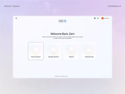 Futuristic Home Screen actuarial software ai app cards create valuation employee data finance financial platform futuristic home screen homepage ias19 management modern product design reports service user interface valuation
