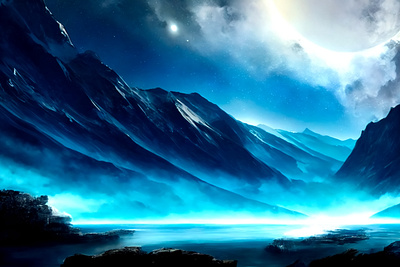 Beautiful Mountain Landscape During Foggy Weather | AI ai beautiful blue breathtaking fog foggy gorgeous illustration landscape moon moonlight mountains mountainscape night nightsky scenery stunning wallpaper weather winter