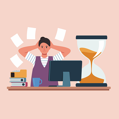 Work pressure illustration burnout cleanlines conceptart corporate deadline flatdesign graphicdesign illustration vectorart worklife workstress